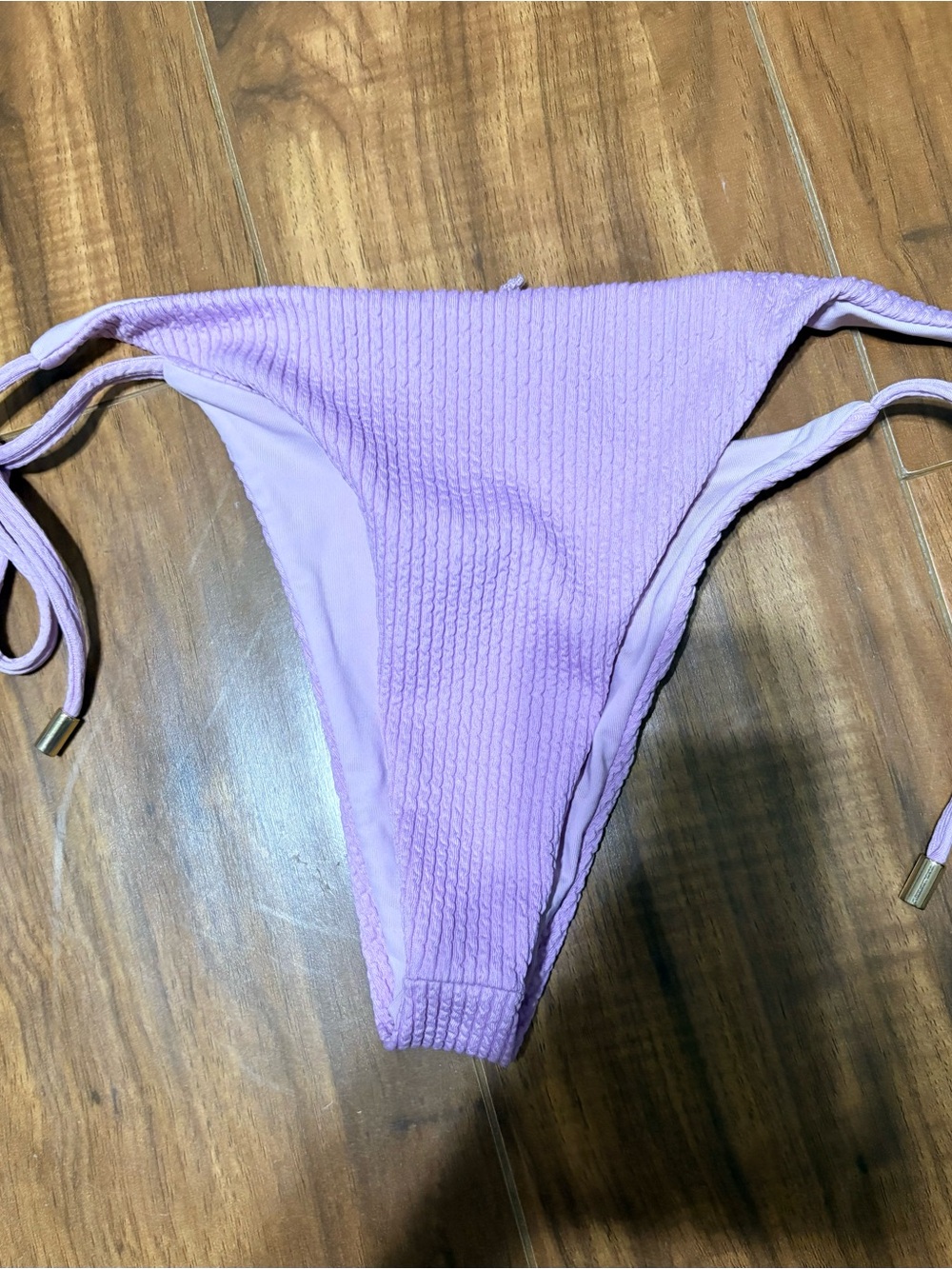 Monday Swimwear Pastel Lilac Textured Bikini Bottom with Tie Details - Picture 2 of 3
